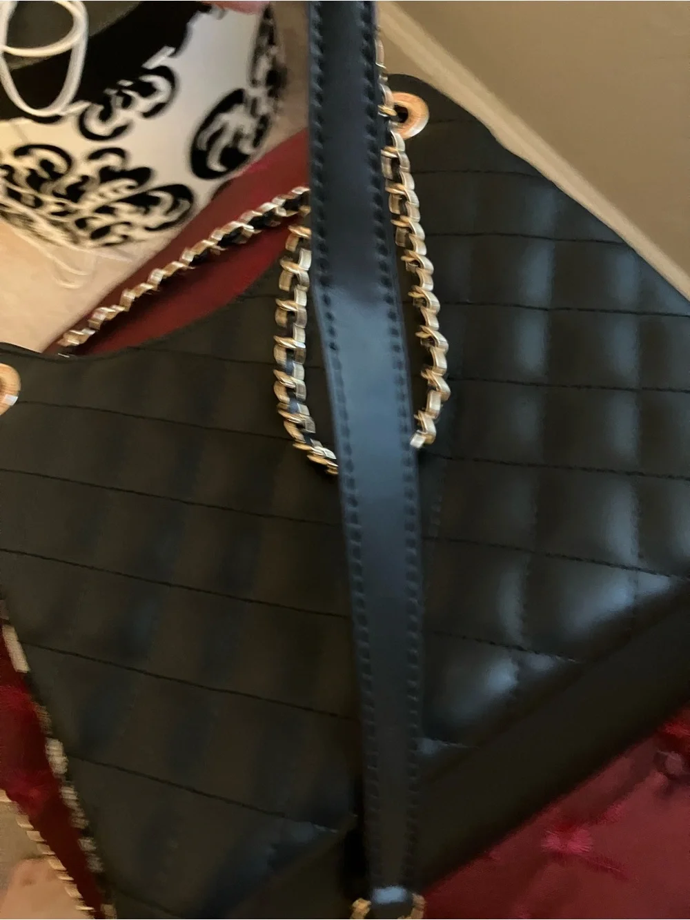 Nicole Lee Gray Illustrated Fashion Tote with Red Accent